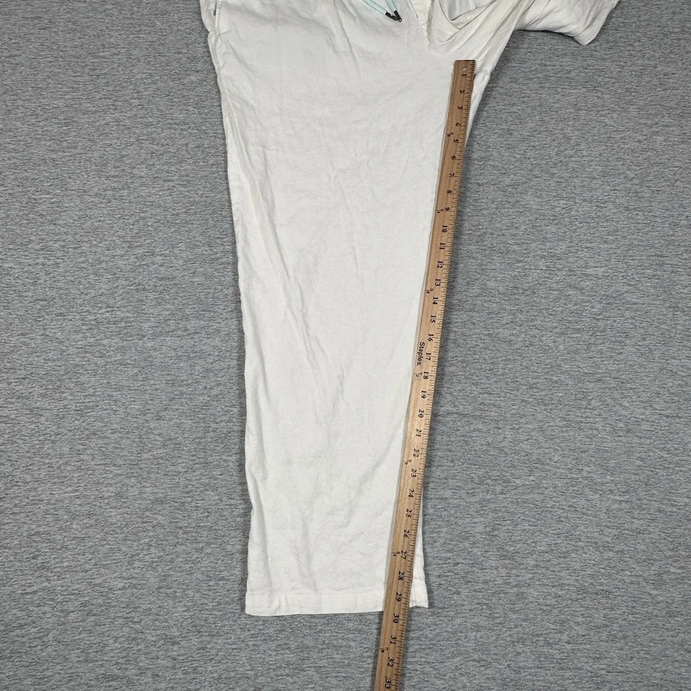 Tommy Bahama Pants Mens Size 2XLB White Beach Linen Blend Drawstring Vacation